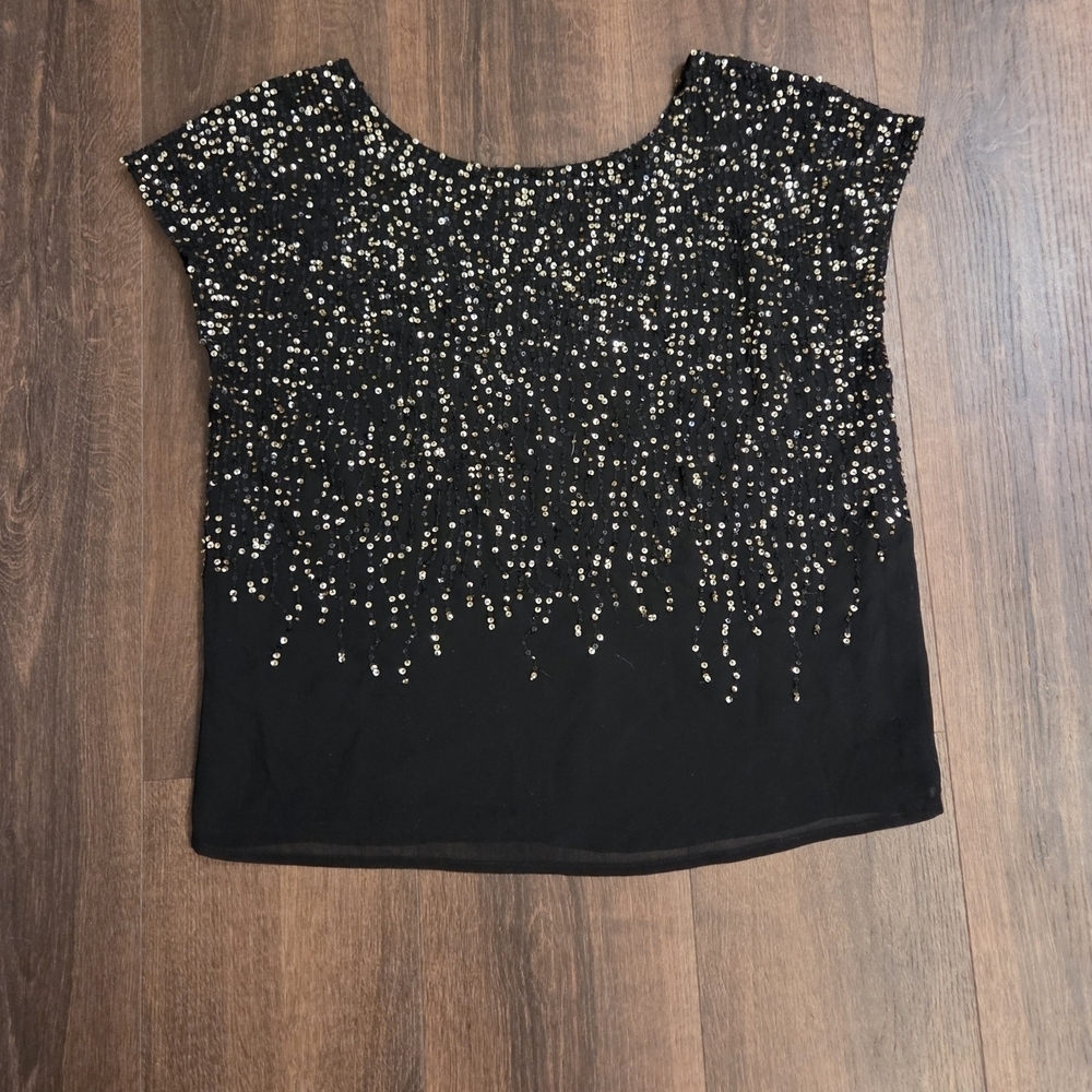 Vince Camuto Black Top with Gold Sequins